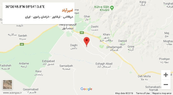 روستای امیرآباد بر روی نقشه