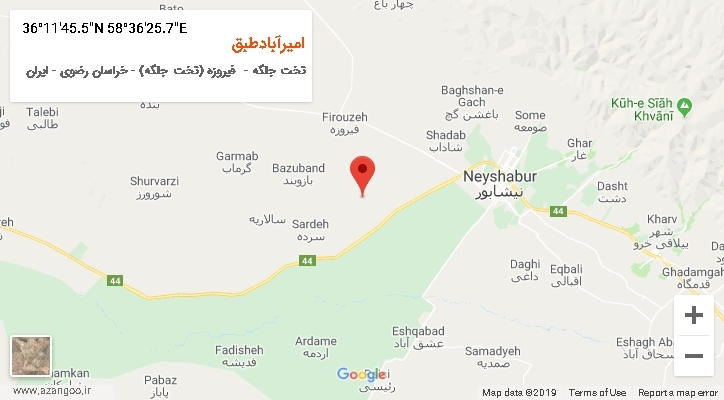 روستای امیرآبادطبق بر روی نقشه
