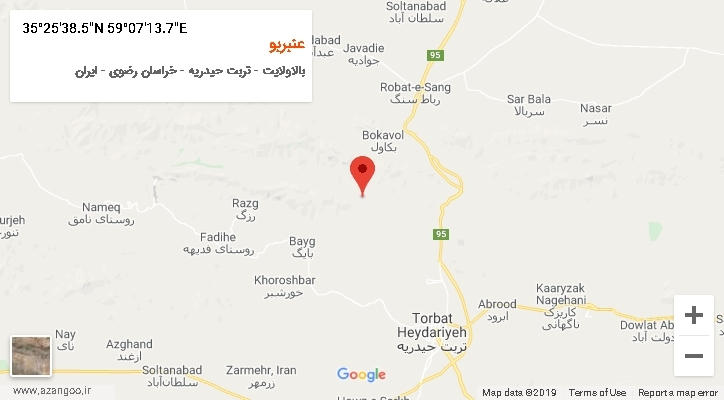 روستای عنبربو بر روی نقشه