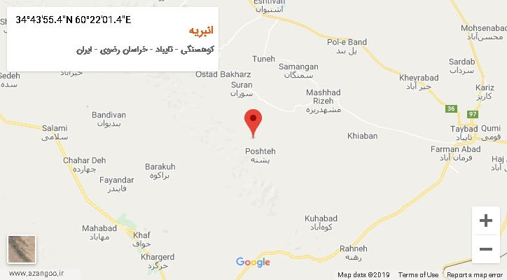 روستای انبریه بر روی نقشه