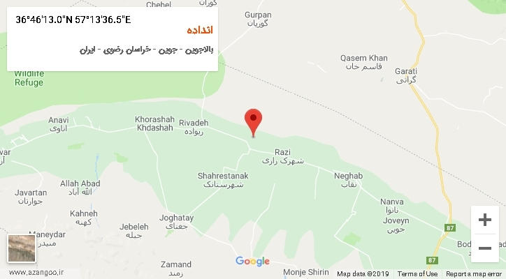 روستای انداده بر روی نقشه