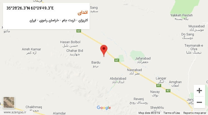 روستای اندای بر روی نقشه