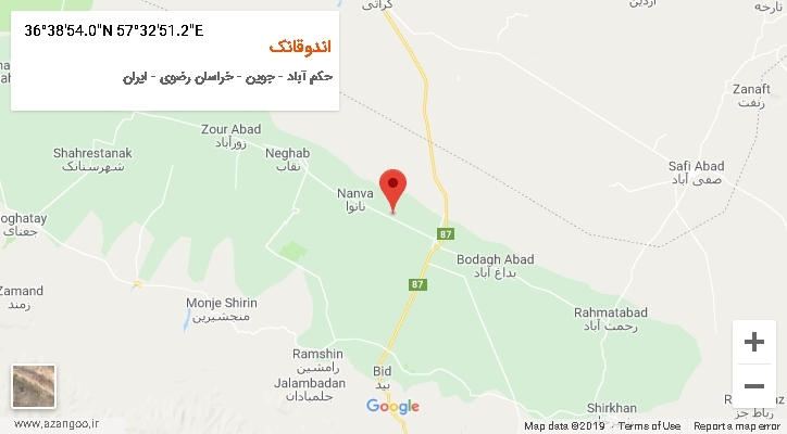روستای اندوقانک بر روی نقشه