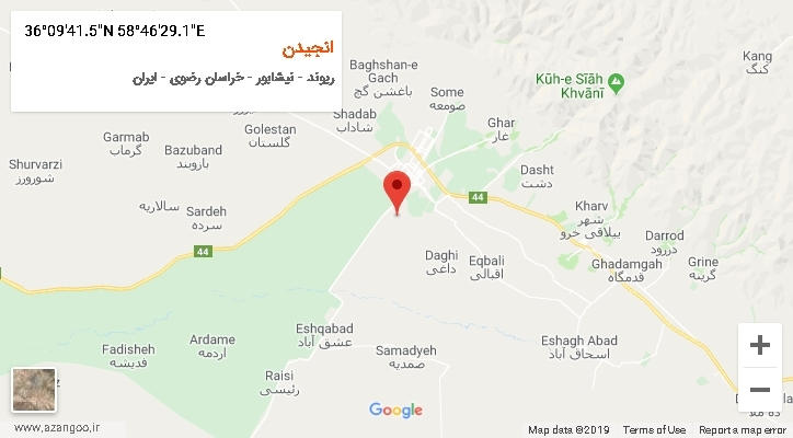 روستای انجیدن بر روی نقشه