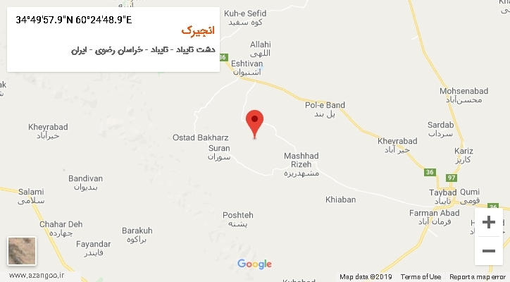 روستای انجیرک بر روی نقشه