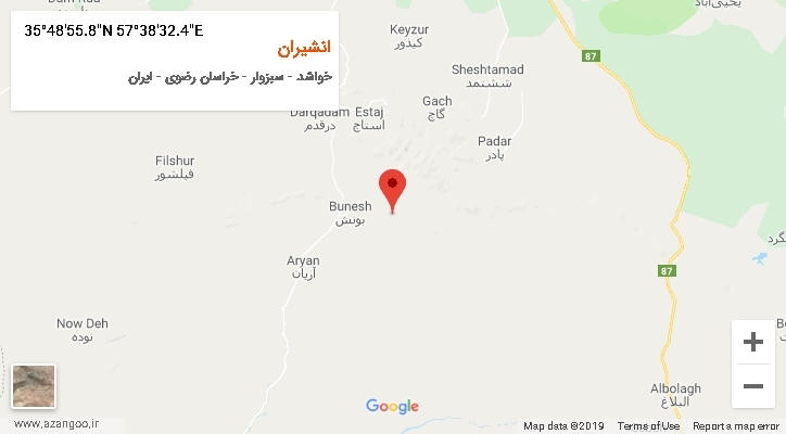 روستای انشیران بر روی نقشه