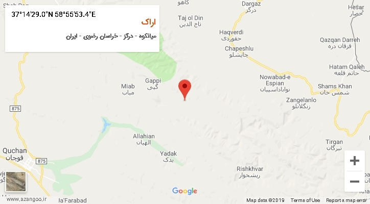 روستای اراک بر روی نقشه