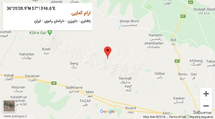 روستای ارام کمایی بر روی نقشه