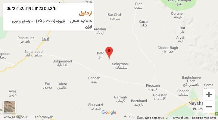 روستای اردغول بر روی نقشه