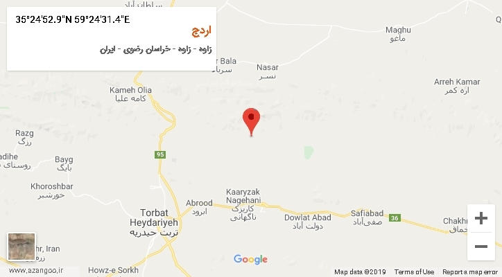 روستای اردج بر روی نقشه