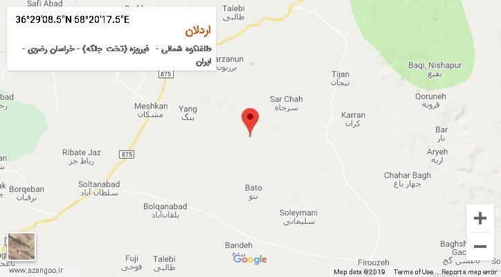 روستای اردلان بر روی نقشه