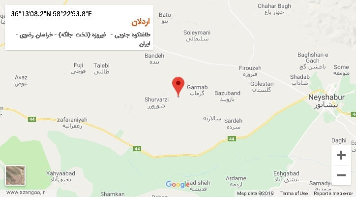 روستای اردلان بر روی نقشه