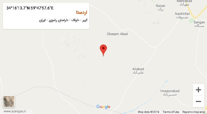 روستای اردستا بر روی نقشه