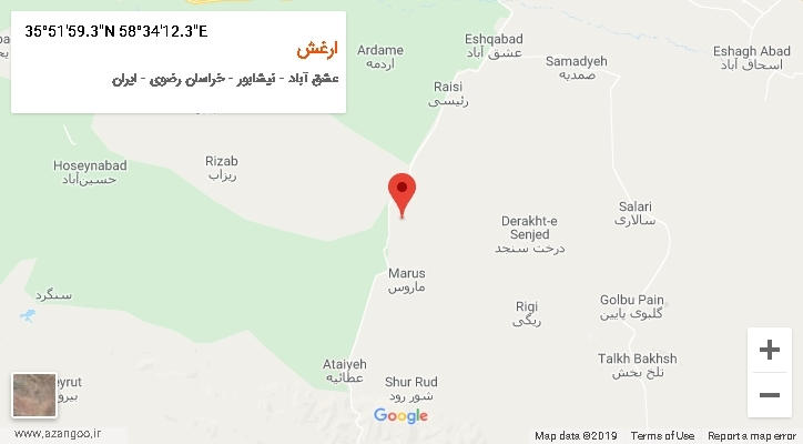 روستای ارغش بر روی نقشه