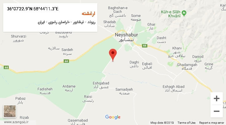 روستای ارغشنه بر روی نقشه