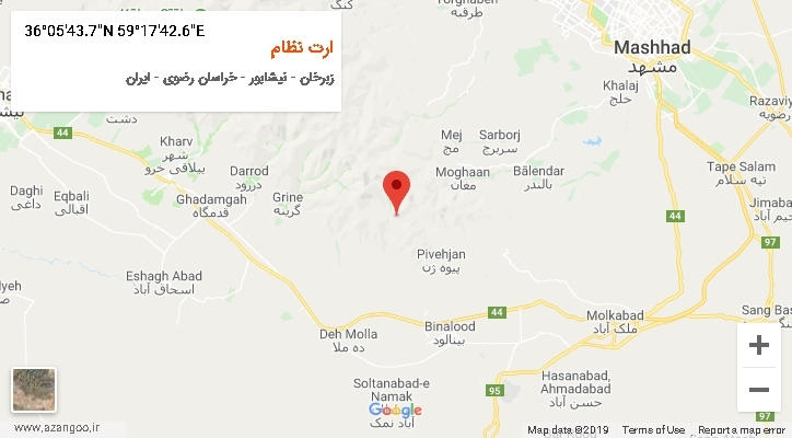 روستای ارت نظام بر روی نقشه