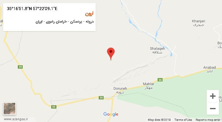 روستای ارون بر روی نقشه