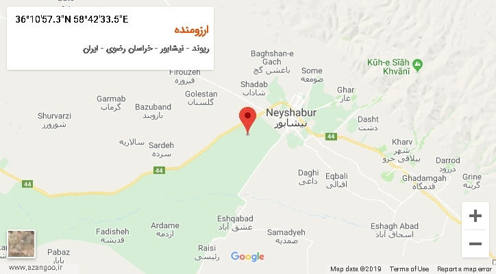 روستای ارزومنده بر روی نقشه