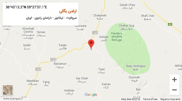 روستای ارضی بگلی بر روی نقشه
