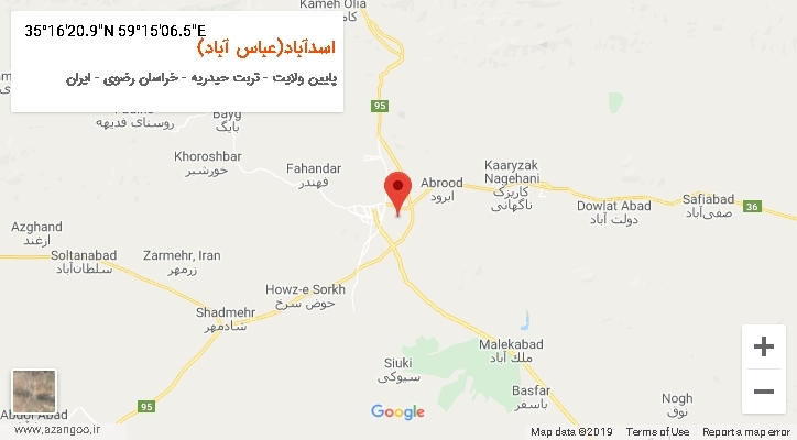 روستای اسدآباد(عباس آباد) بر روی نقشه