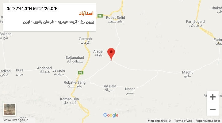 روستای اسدآباد بر روی نقشه