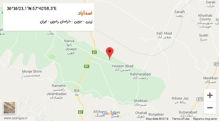 روستای اسدآباد بر روی نقشه