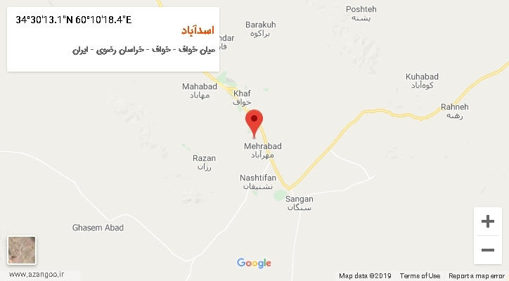 روستای اسدآباد بر روی نقشه