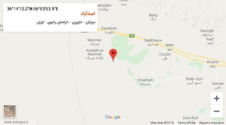 روستای اسدآباد بر روی نقشه