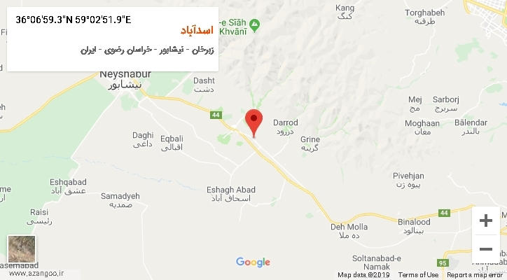 روستای اسدآباد بر روی نقشه
