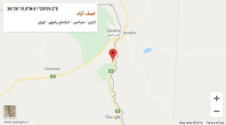 روستای اصف آباد بر روی نقشه