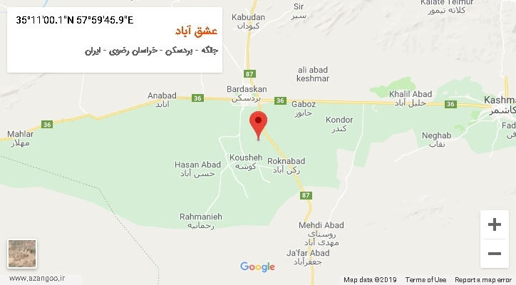 روستای عشق آباد بر روی نقشه