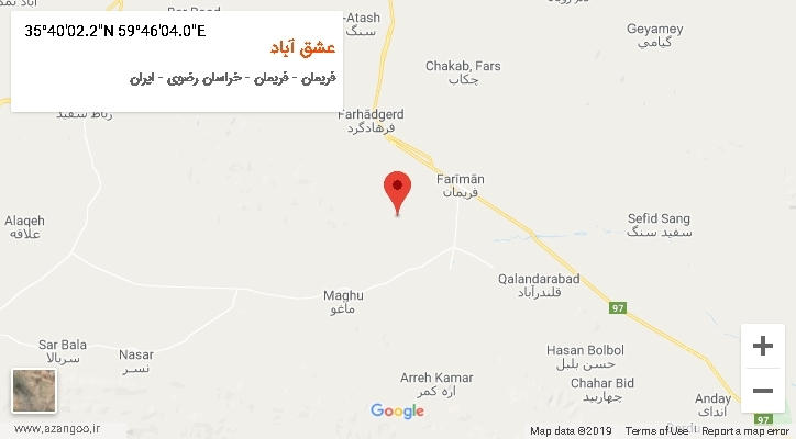 روستای عشق آباد بر روی نقشه