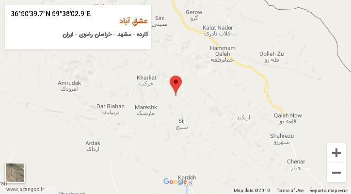 روستای عشق آباد بر روی نقشه