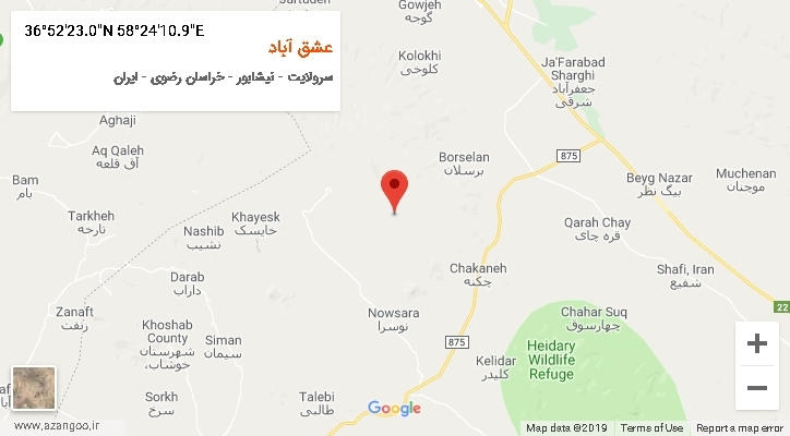 روستای عشق آباد بر روی نقشه