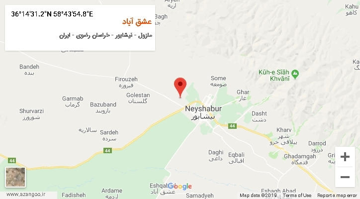 روستای عشق آباد بر روی نقشه