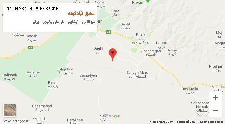 روستای عشق آبادکهنه بر روی نقشه