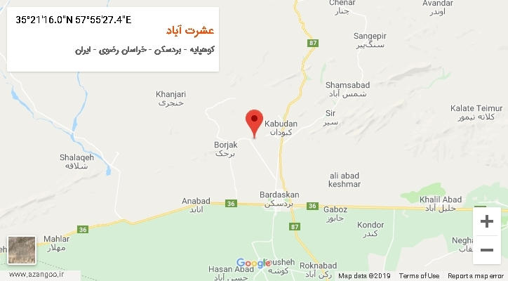 روستای عشرت آباد بر روی نقشه