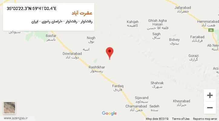 روستای عشرت آباد بر روی نقشه