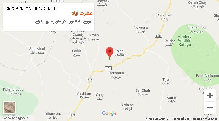 روستای عشرت آباد بر روی نقشه