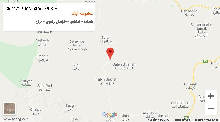 روستای عشرت آباد بر روی نقشه