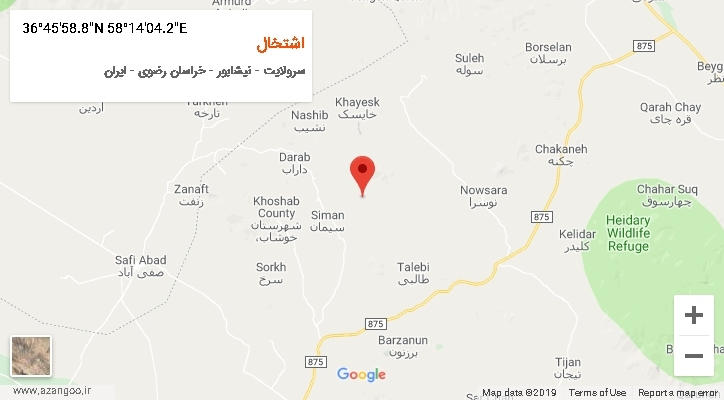 روستای اشتخال بر روی نقشه