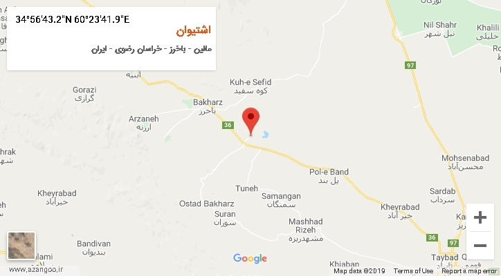 روستای اشتیوان بر روی نقشه