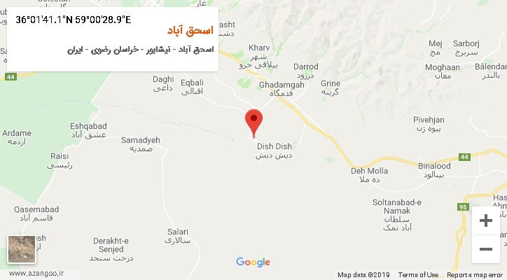 روستای اسحق آباد بر روی نقشه