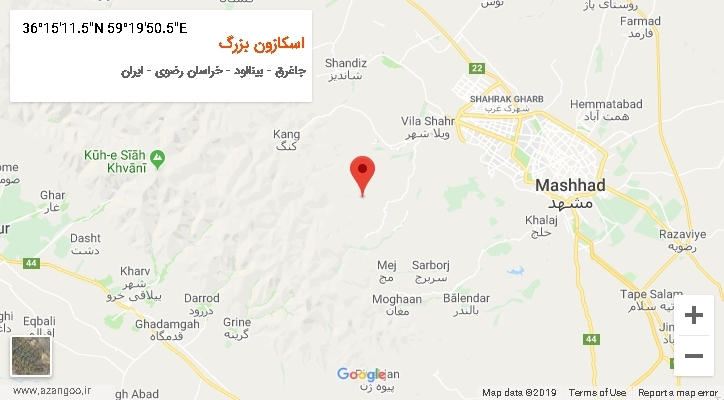 روستای اسکازون بزرگ بر روی نقشه