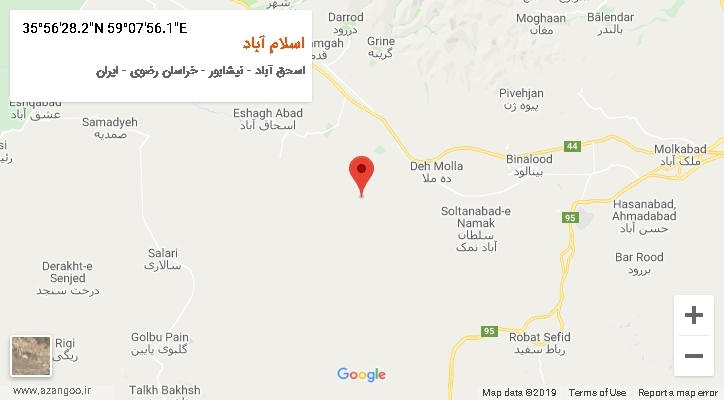 روستای اسلام آباد بر روی نقشه