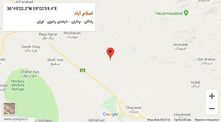 روستای اسلام آباد بر روی نقشه