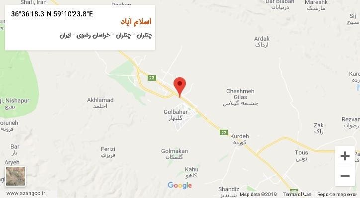 روستای اسلام آباد بر روی نقشه