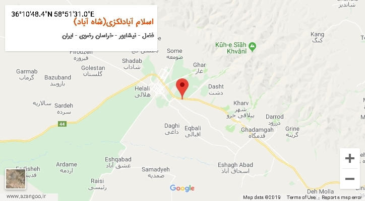 روستای اسلام آبادلکزی(شاه آباد) بر روی نقشه