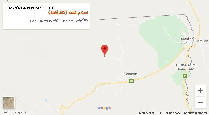 روستای اسلام قلعه (کافرقلعه) بر روی نقشه