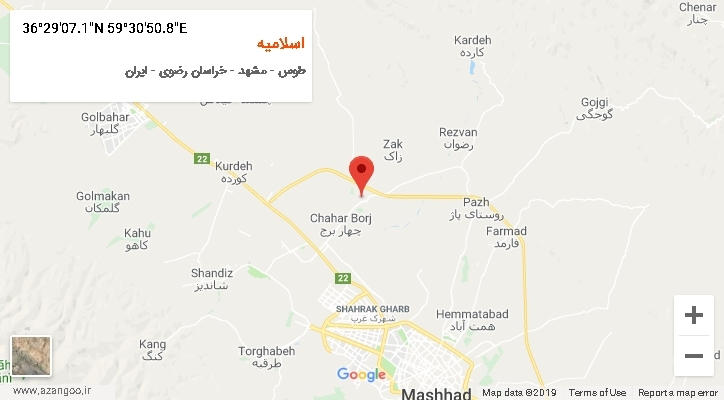 روستای اسلامیه بر روی نقشه